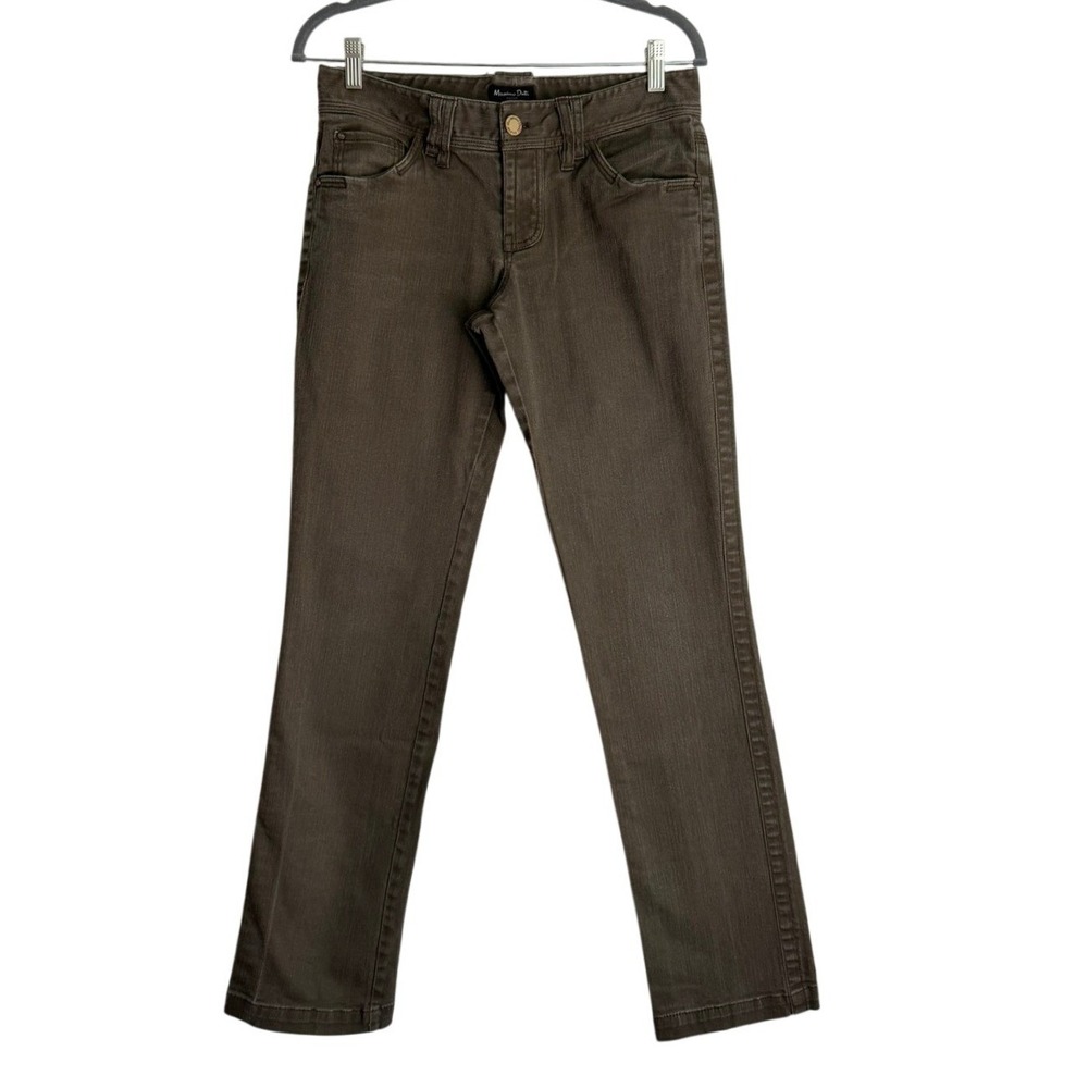 Massimo Dutti Olive Green‎ Slim Straight Stretch Pants Womens 30